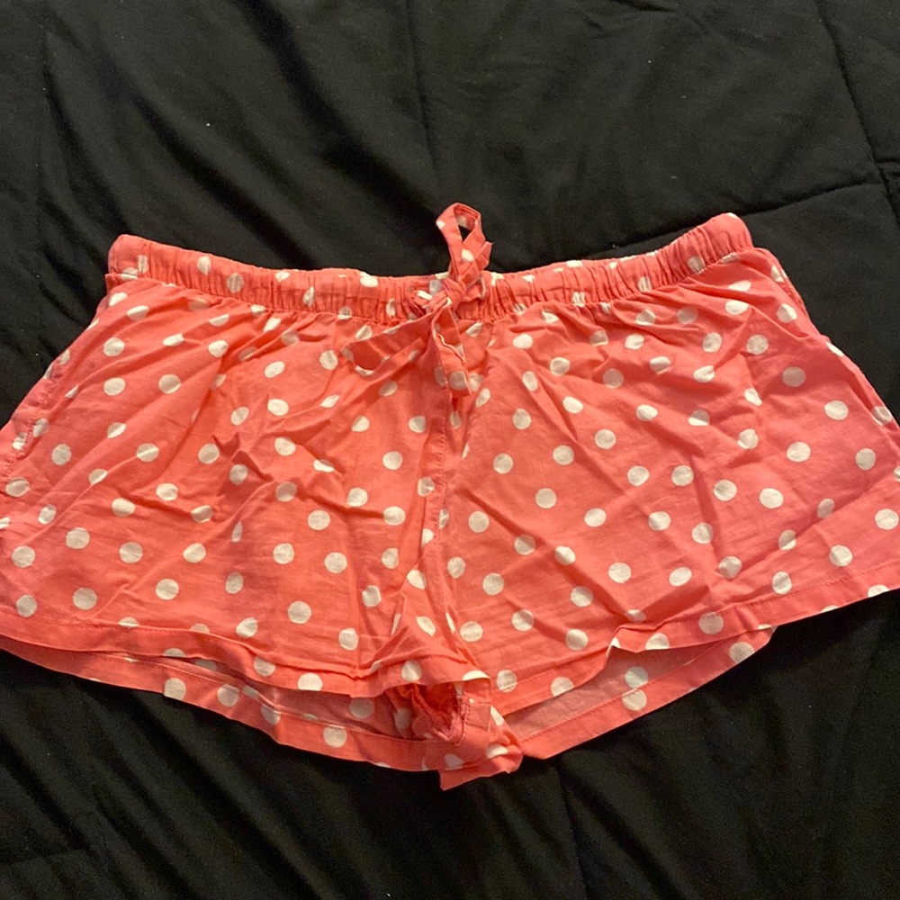 Forever 21 pink & white polka dot lounge sleep shorts, size small